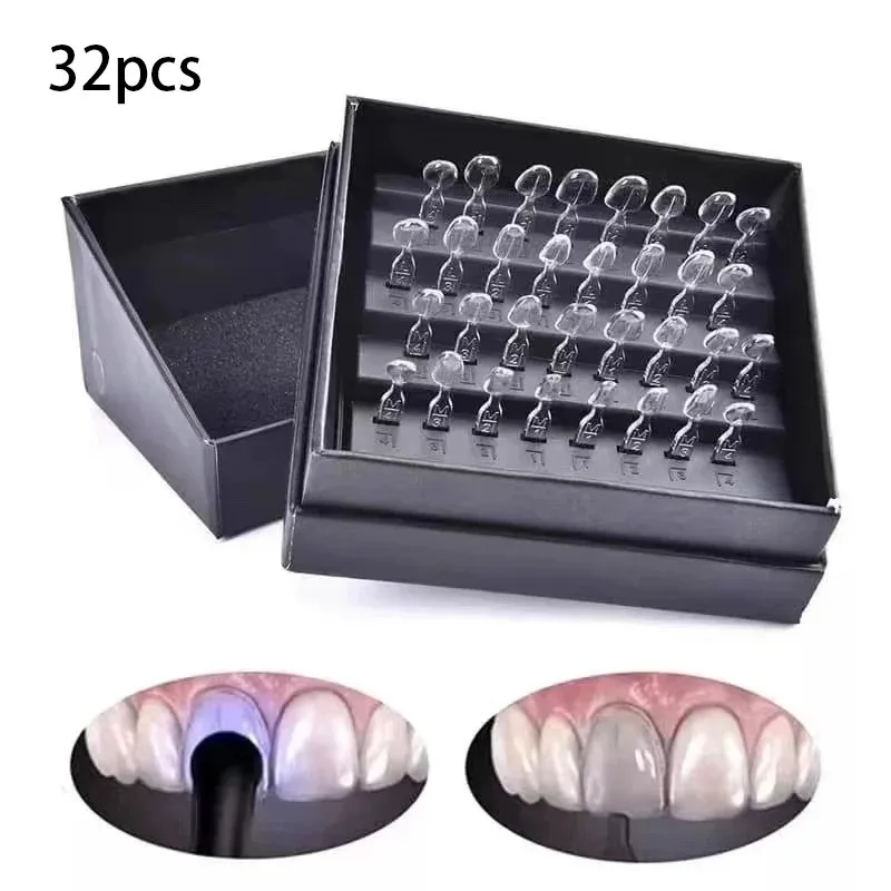Teeth Whitening Moulds - 32 ชิ้น/เซ็ตทันตกรรมชุดแม่พิมพ์สําหรับเรซินคอมโพสิตวีเนียร์ Light Cure บรรจุด้านหน้าฟันฟันไวท์เทนนิ่งทันตกรรม Lab